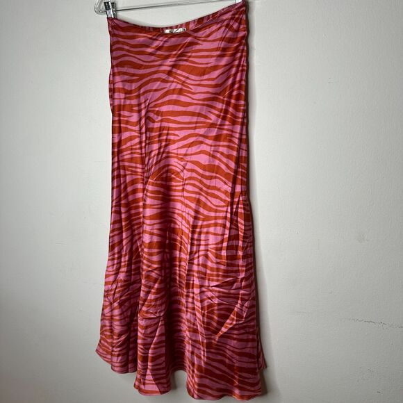 Monika Rust Orange Pink Patti Animal Print Maxi Skirt 100% Pure Silk XS - Picture 4 of 13